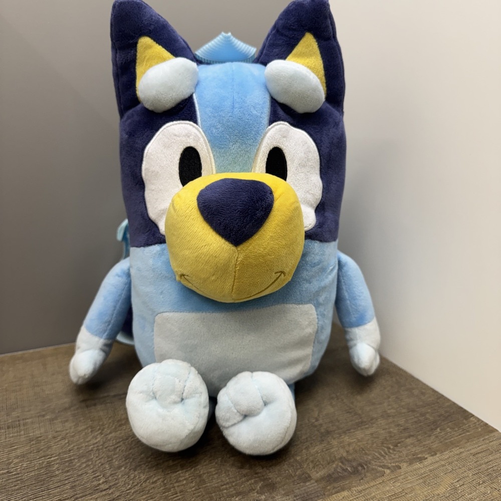 14" BLUEY PLUSH "BACKPACK" ZIP POUCH stuffed animal stuffy toy w small zip pouch